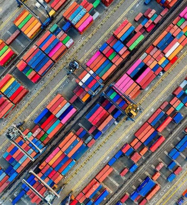 Containers stacked on top of each other in the docks top view