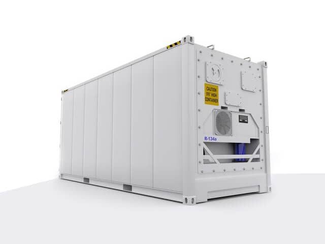 A reefer cargo container